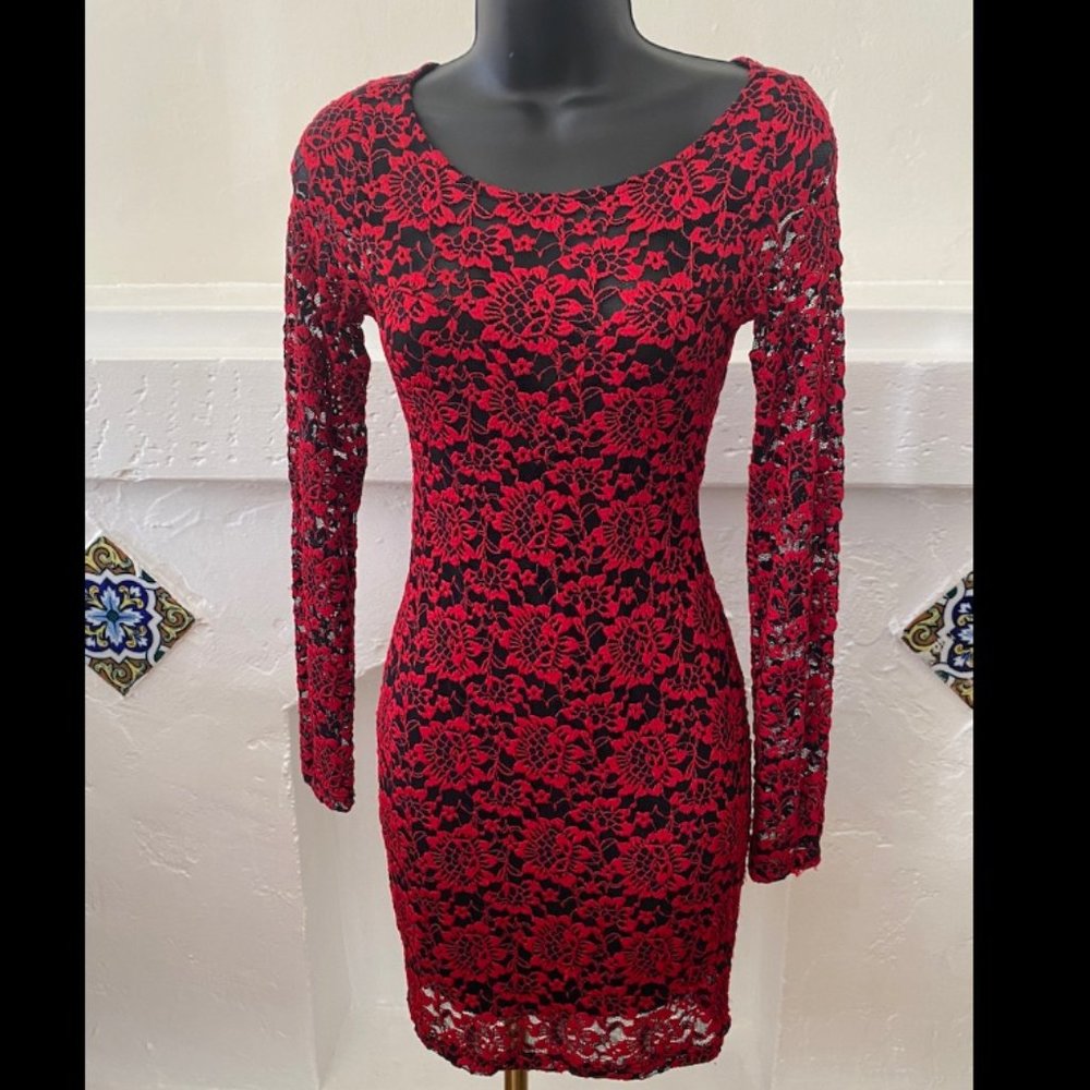Windsor Lace Dress (Red) Beautiful Rose Pattern
